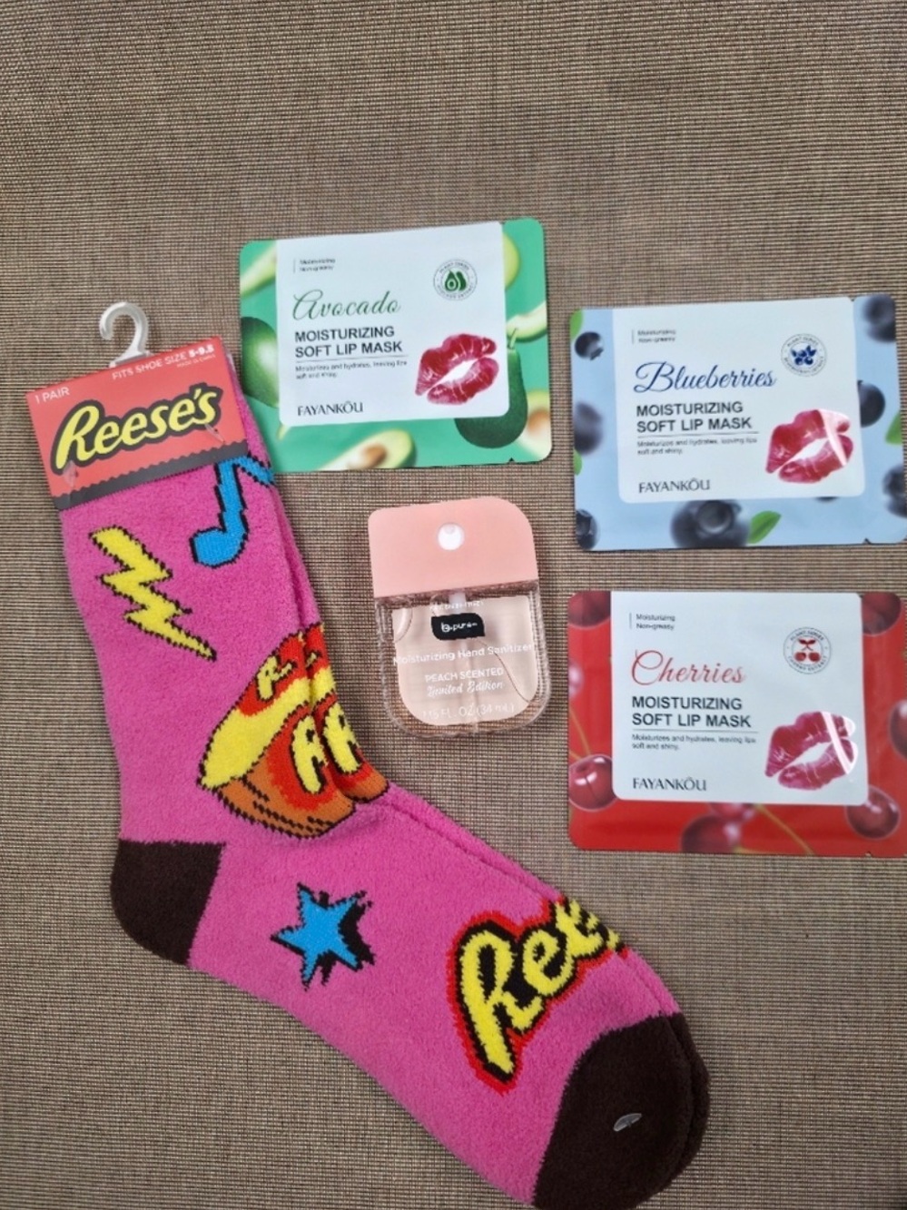 Reese's Pink and Brown Socks And Lip Masks